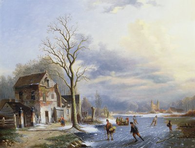 Skaters on the Lake by Jan Jacob Spohler